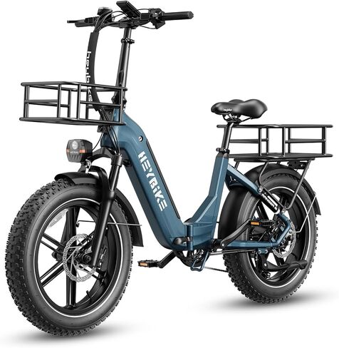 Heybike Ranger S Electric Bike for Adults, Foldable 1400W Peak Motor Ebike, 20" x 4.0" Fat Tire Step-Thru Electric Bicycle, 48V 14.4AH Removable Battery Commuter E Bike, 7-Speed Hydraulic Fork in Kuwait