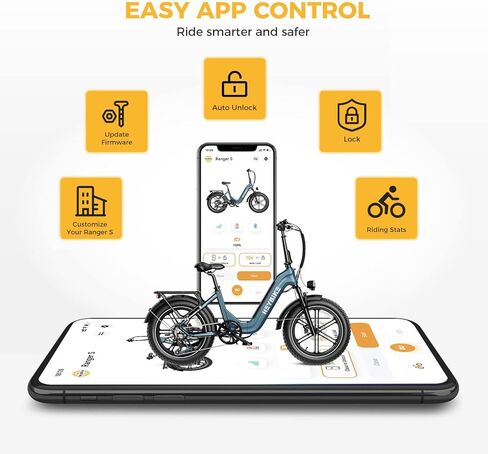 Heybike Ranger S Electric Bike for Adults, Foldable 1400W Peak Motor Ebike, 20" x 4.0" Fat Tire Step-Thru Electric Bicycle, 48V 14.4AH Removable Battery Commuter E Bike, 7-Speed Hydraulic Fork in Kuwait