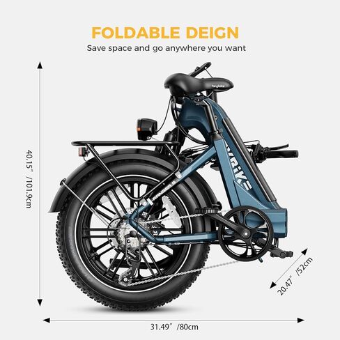 Heybike Ranger S Electric Bike for Adults, Foldable 1400W Peak Motor Ebike, 20" x 4.0" Fat Tire Step-Thru Electric Bicycle, 48V 14.4AH Removable Battery Commuter E Bike, 7-Speed Hydraulic Fork in Kuwait