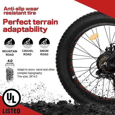 Ecotric 26 "Fat Tyre Electric Bike Strongs Mountain Mountain Bicycle 500W Motor 36V/12.5AH Lithium Lithium Battery Beath Snow Ebike Expract - 90 ٪ Pre Correns in Saudi Arabia