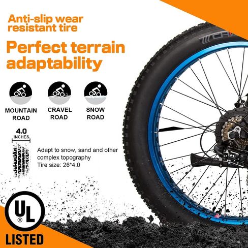 Ecotric 26 "Fat Tyre Electric Bike Strongs Mountain Mountain Bicycle 500W Motor 36V/12.5AH Lithium Lithium Battery Beath Snow Ebike Expract - 90 ٪ Pre Correns in Saudi Arabia