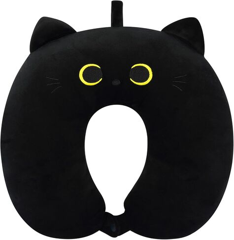 Kids Neck Pillow for Travel, Cute Cat Neck Pillow with Eye Mask for Sleeping Journey, Soft U-Shaped Travel Pillow for Airplane Car (Pink) in Saudi Arabia