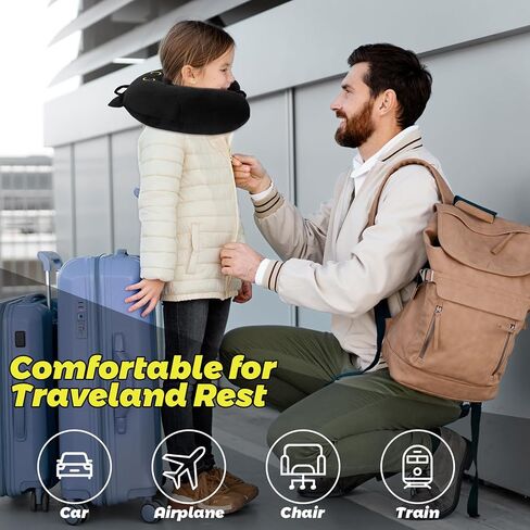 Kids Neck Pillow for Travel, Cute Cat Neck Pillow with Eye Mask for Sleeping Journey, Soft U-Shaped Travel Pillow for Airplane Car (Pink) in Saudi Arabia