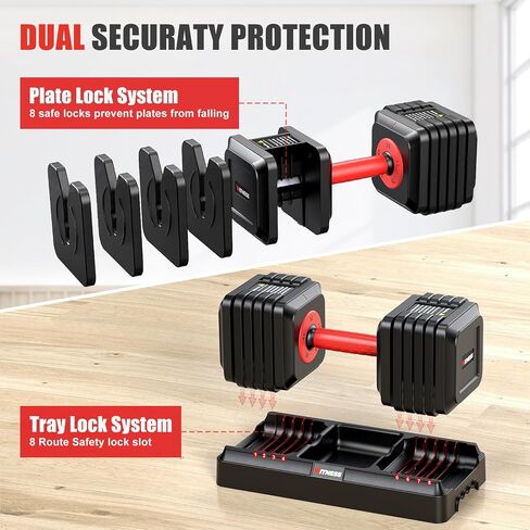 XDDIAS Adjustable Dumbbell Set of 2-25LB/55LB Set-1Sec Adjustable Dumbbell Weights-5 in 1 Free Weights Dumbbells Set with Effortless Tray/No-Slip Handle-Compact Size for Women/Men at Home Gym in Kuwait
