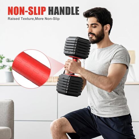 XDDIAS Adjustable Dumbbell Set of 2-25LB/55LB Set-1Sec Adjustable Dumbbell Weights-5 in 1 Free Weights Dumbbells Set with Effortless Tray/No-Slip Handle-Compact Size for Women/Men at Home Gym in Kuwait