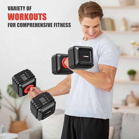 XDDIAS Adjustable Dumbbell Set of 2-25LB/55LB Set-1Sec Adjustable Dumbbell Weights-5 in 1 Free Weights Dumbbells Set with Effortless Tray/No-Slip Handle-Compact Size for Women/Men at Home Gym in Kuwait