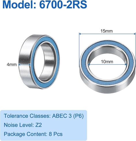 UXCELL 8PCS 6701-2RS محامل كرات الأخدود العميقة 12x18x4mm محامل فولاذية محمولة مزدوجة مختومة ، P6 (ABEC3) ، الأزرق in Kuwait