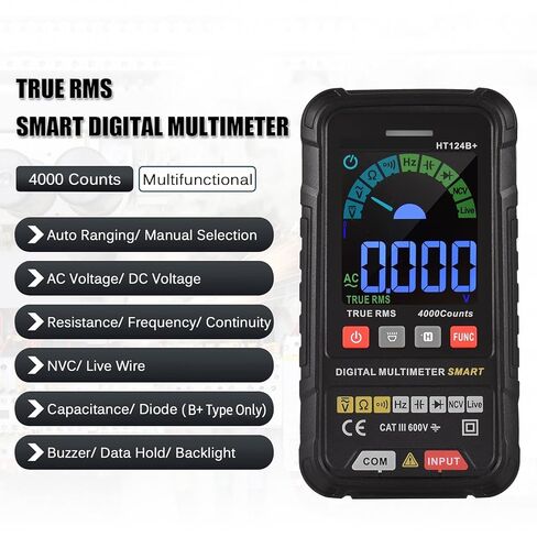 Current Signal Generator Digital Multimeter 4000 Counts LCD Color Display DC AC Voltage Capacitance Wire Tester (Color : HT124B) in Kuwait
