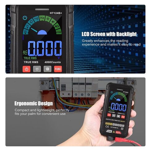 Current Signal Generator Digital Multimeter 4000 Counts LCD Color Display DC AC Voltage Capacitance Wire Tester (Color : HT124B) in Kuwait