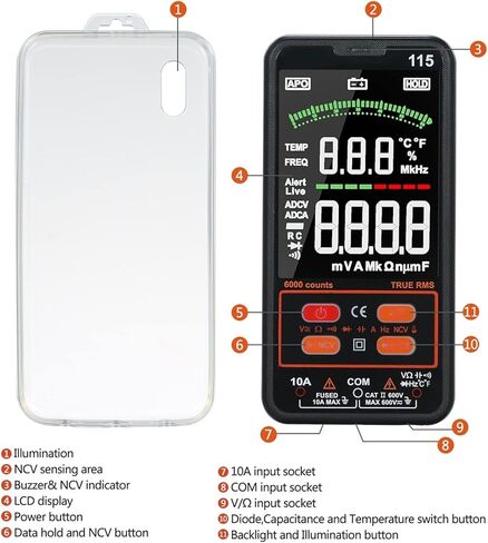 Current Signal Generator RM115 Digital Multimeter 6000 Counts True RMS A C/DC Voltage/Capacitance/Resistance/Diode Voltmeter Measuring Multimeter Tester in Kuwait