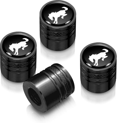 for Ford Bronco in Black on Black Aluminum Cylinder-Style Tire Valve Stem Caps in Saudi Arabia
