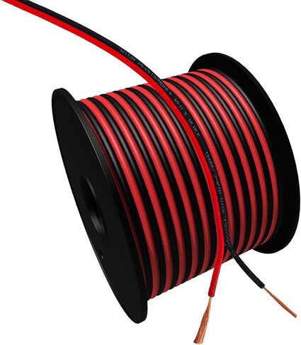 16AWG 2Conductor Red Black Cable 100FT Electrical Wire Cable LED Strips Extension Wire 12V/24V DC Cable Flexible Wire Extension Cord Copper Clad Aluminum Copper Wire in Kuwait