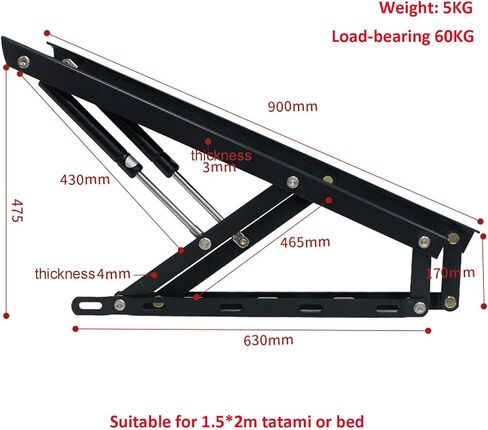 السرير الهيدروليكي Liftergas Springs Furniture مفصلات الربيع مفصلات حزمة من 2 آلية رفع السرير الهوائية لصناديق السرير الثقيلة قابلة للطي لأعلى مفصلات الزنبرك in Kuwait