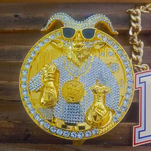Huge Goat Medal Necklace Chain Many Bright Stones Goat Pendant Greatest of All Time Turnover Chain For Adults Player Team Football Soccer Baseball Basketball Softball Fantasy Football in Saudi Arabia