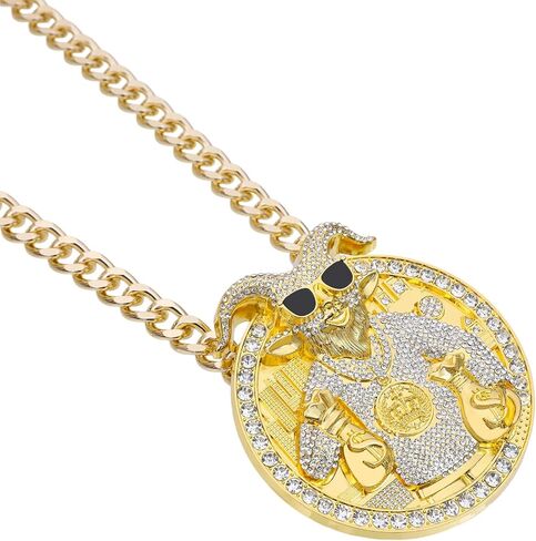 Huge Goat Medal Necklace Chain Many Bright Stones Goat Pendant Greatest of All Time Turnover Chain For Adults Player Team Football Soccer Baseball Basketball Softball Fantasy Football in Saudi Arabia