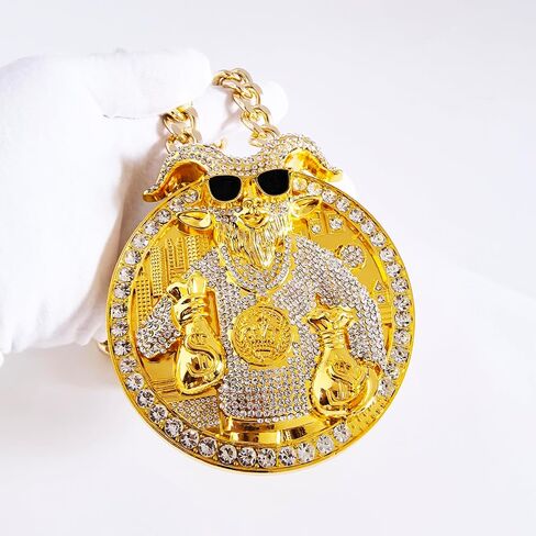Huge Goat Medal Necklace Chain Many Bright Stones Goat Pendant Greatest of All Time Turnover Chain For Adults Player Team Football Soccer Baseball Basketball Softball Fantasy Football in Saudi Arabia