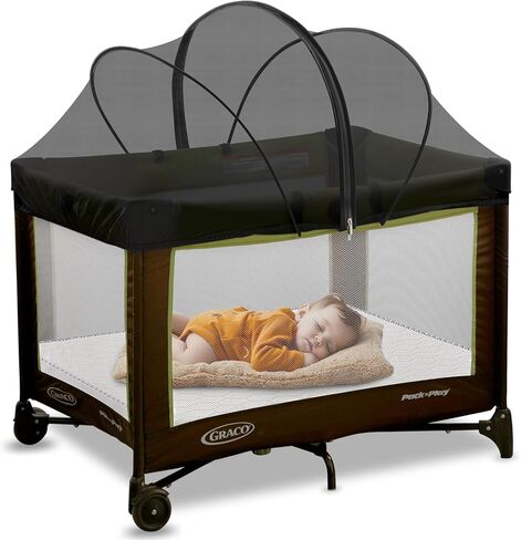حزمة وغطاء للعب - غطاء صافي البعوض لـ Pack n Play/Travel Crib/Mini Crib/Playpen للحفاظ على القطط خارجًا - شبكة موسكيتو الطفل مع سوستة ثنائية الاتجاه (زملاء أبيض) in Saudi Arabia