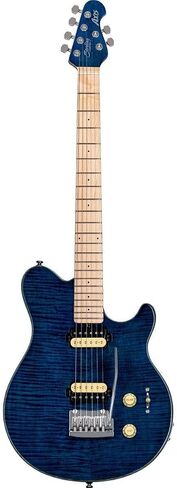 الجنيه الاسترليني من Music Man 6 String Solid-Body Electric Guitar ، يمين ، Neptune Blue (AX3FM-NBL-M1) in Kuwait