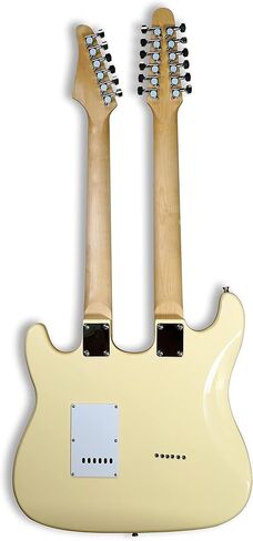 غيتار كهربائي مزدوج الرقبة أبيض 12 سلسلة و 6 سلسلة من الماهوغوني جسم القيقب من خشب القيقب in Kuwait