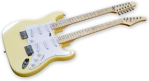 غيتار كهربائي مزدوج الرقبة أبيض 12 سلسلة و 6 سلسلة من الماهوغوني جسم القيقب من خشب القيقب in Kuwait