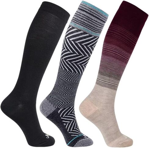 JAVIE 74% Merino Wool Compression Socks for Men & Women (15-20mmHg), Ombre Knee-High Socks Seamless Toe for Travel in Kuwait