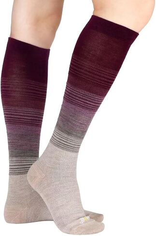 JAVIE 74% Merino Wool Compression Socks for Men & Women (15-20mmHg), Ombre Knee-High Socks Seamless Toe for Travel in Kuwait