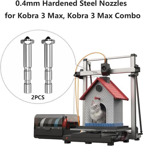 2pcs Kobra 3 Max Moaszle 0.4mm ، فوهة فولاذية متصلبة سريعة التبادل الصلب عالي التدفق عالي السرعة فوهة رذاذ النهاية الساخنة لـ anycubic Kobra 3 Max 3D Printer in Saudi Arabia