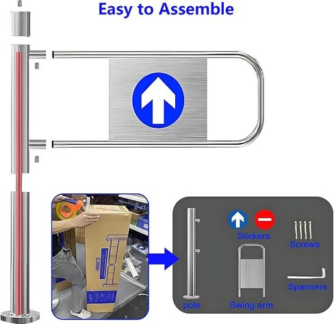 Spring-Loaded Safety Swing Gate for Supermarket Entrance, Self-Closing Stainless Steel Barrier Gate, Access Control Door for Store/Library, Right Hand, 100x100cm in Kuwait
