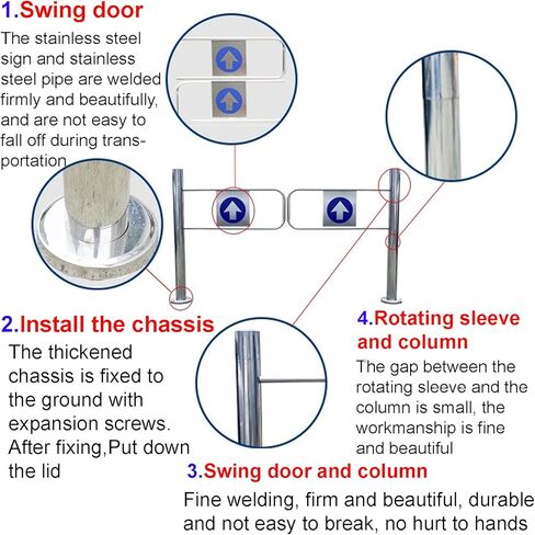 بوابة السلامة من الفولاذ المقاوم للصدأ لمحلات السوبر ماركت والمكتبات - 60 × 97 سم باب الممر البرجي - حاجز مدخل متين للمتجر والمناطق ذات المناظر الخلابة (يسار) in Kuwait