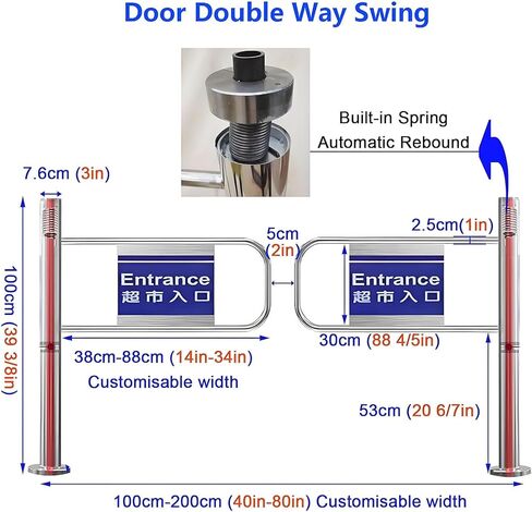 Automatic Closing Swing Gate - Heavy-Duty Security Door for Supermarkets, Libraries & Scenic Areas - Spring-Loaded Pedestrian Entrance Gate, 100x100m Size in Kuwait