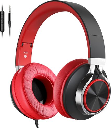 AC01 Over-Ear Headphones Wired with Mic Volume Control, Black Blue in Kuwait