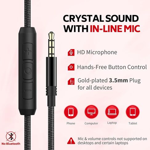 AC01 Over-Ear Headphones Wired with Mic Volume Control, Black Blue in Kuwait