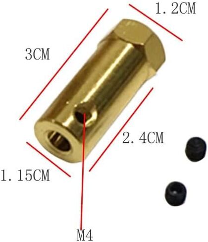5pcs Brass Hexagonal Robot Wheel Coupling Length 30mm Hex Connector Screw Accessories Shaft Copper 3mm 4mm 5mm 6mm 7mm 8mm(7mm bore) in Saudi Arabia