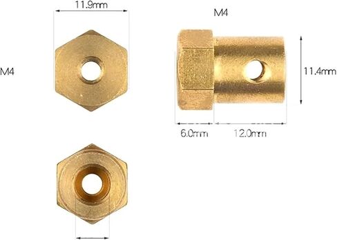 4pcs Brass Hub Hexagonal Adapter Bore 2mm 3mm 4mm 5mm 6mm 7mm 8mm Coupling Motor Connector Shaft Sleeve Adapter(3.17mm) in Kuwait