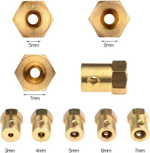 4pcs Brass Hub Hexagonal Adapter Bore 2mm 3mm 4mm 5mm 6mm 7mm 8mm Coupling Motor Connector Shaft Sleeve Adapter(3.17mm) in Kuwait
