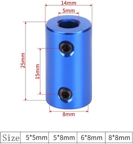 2pcs D14mm x L25mm زرقاء صلبة رمح مقرن الألومنيوم سبيكة التجويف 5mm 8 مم المسمار مقرن جامد (5x8x25mm) in Saudi Arabia