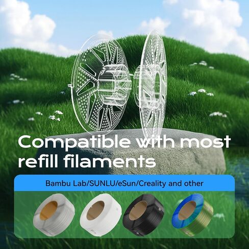 3D Printer Reusable and Removable Filament Spool, Clear Transparent Plastic Reusable Spool Fit for Bambu Lab 1.75mm PETG,PLA,ABS,TPU Refill 1kg (Filament Not Include) in Kuwait