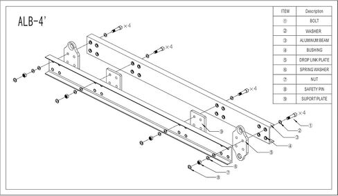 4400 LBS 2 Ton Aluminum 4' Lifting Spreader Beam Lifting Bar with 4 FT Round Sling Bridle Heavy Duty Light Weight in Kuwait