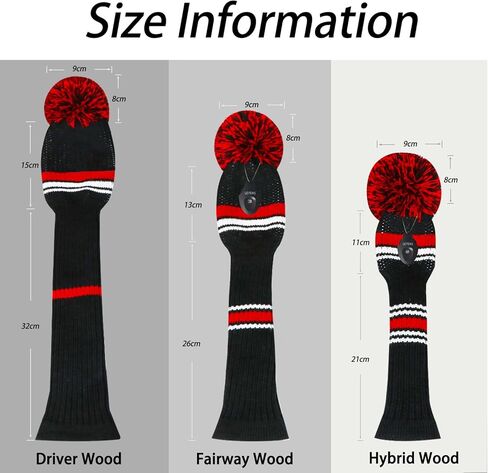 Lefeng 1PCS Golf Club Cover ، غطاء رأس الجولف المحبوك لـ 460cc Driver Fairway Woods و Hybrid مع POM POM لطيف وعلامة الرقم in Kuwait