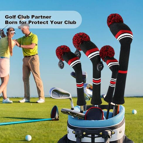 Lefeng 1PCS Golf Club Cover ، غطاء رأس الجولف المحبوك لـ 460cc Driver Fairway Woods و Hybrid مع POM POM لطيف وعلامة الرقم in Kuwait