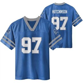 Aidan Hutchinson Detroit Lions Blue #97 NFL Kids 4-7 Name and Number Color Home Player Jersey Jersey in Saudi Arabia