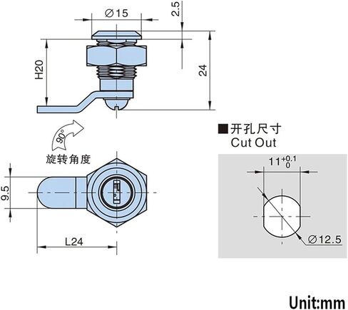 Mini Cam Lock with 2 Keys Diameter 11mm Zinc Alloy Easy Installed for Distribution Cabinet Door Lock MA084 1Pcs in Saudi Arabia