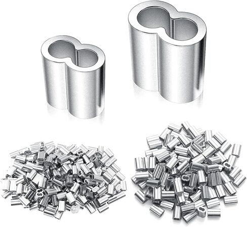 280Pcs (5/64''+1/8'') Aluminum Crimping Loop Sleeve Cable Ferrule Steel Cable Clamp Double Barrel Ferrule for Wire Rope and Cable Line in Saudi Arabia