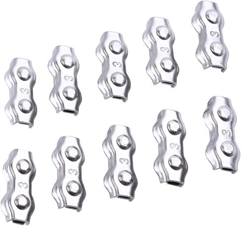 M3 سلك الفولاذ المقاوم للصدأ حبل الحبل قبضة المشابك الفلسفة متينة الفضة 10pcs 3mm in Kuwait