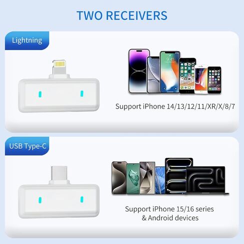 ميكروفون لافالييه اللاسلكي لـ iPhone: لتسجيل الفيديو ، البودكاست والبث: الميكروفون المهني مع الحد من الضوضاء الذكية ، عمر البطارية 30 ساعة - رائع لمبدعي المدونة والمحتوى in Saudi Arabia