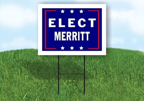 Elect Merritt - علامة طريق Side Side Side Sign With Stand - Drainway Signs for Street ، Lawn ، Block ، House ، Real Estate - Synd Sign ، Scial Sign ، Signization Signage - 18 "× 24" in Saudi Arabia