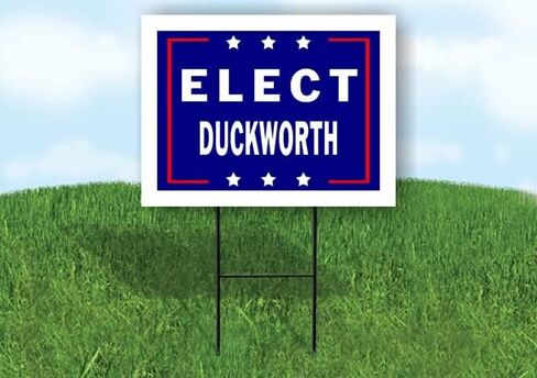 Elect Duckworth - علامة طريق ساحة واحدة على الوجهين مع علامات RATK - STANDWAY لـ Street و Lawn و Block و House و Real Estate - Synd Signs ، Scial Sign ، Signaged Signage - 18 "× 24" in Kuwait