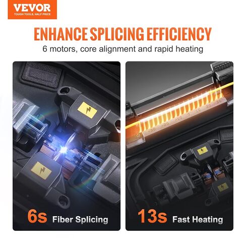 Vevor Fiber Fusion Splicer 6-Motor ، Core Moalment Fiber Optic Pricer 6S Clishing & 13S Heating ، مع شاشة 5 "LCD ، بطارية 7800mAh لـ SM MM DS NZDS in Saudi Arabia