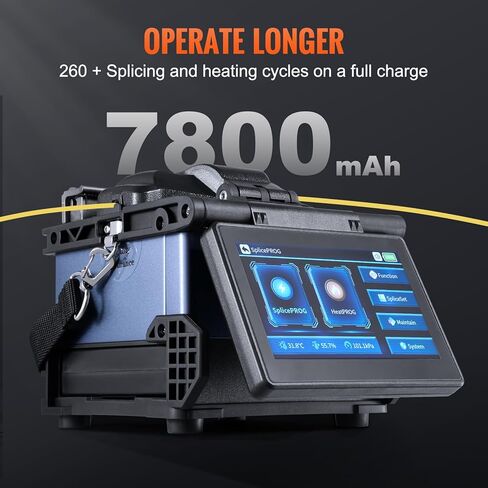 Vevor Fiber Fusion Splicer 6-Motor ، Core Moalment Fiber Optic Pricer 6S Clishing & 13S Heating ، مع شاشة 5 "LCD ، بطارية 7800mAh لـ SM MM DS NZDS in Saudi Arabia