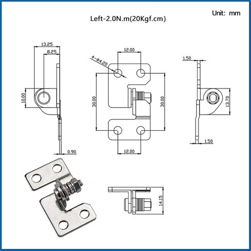 304 Stainless Steel Adjustable Torque Damper Positioning Stop Hinge 1Pcs(Right-1.0N.m) in Saudi Arabia
